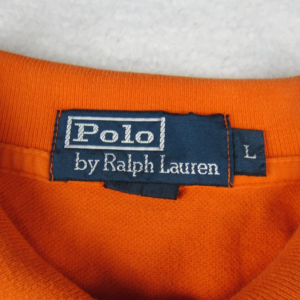 Polo Ralph Lauren Polo Shirt Mens L Orange Excellent Short Sleeve Pique Pony